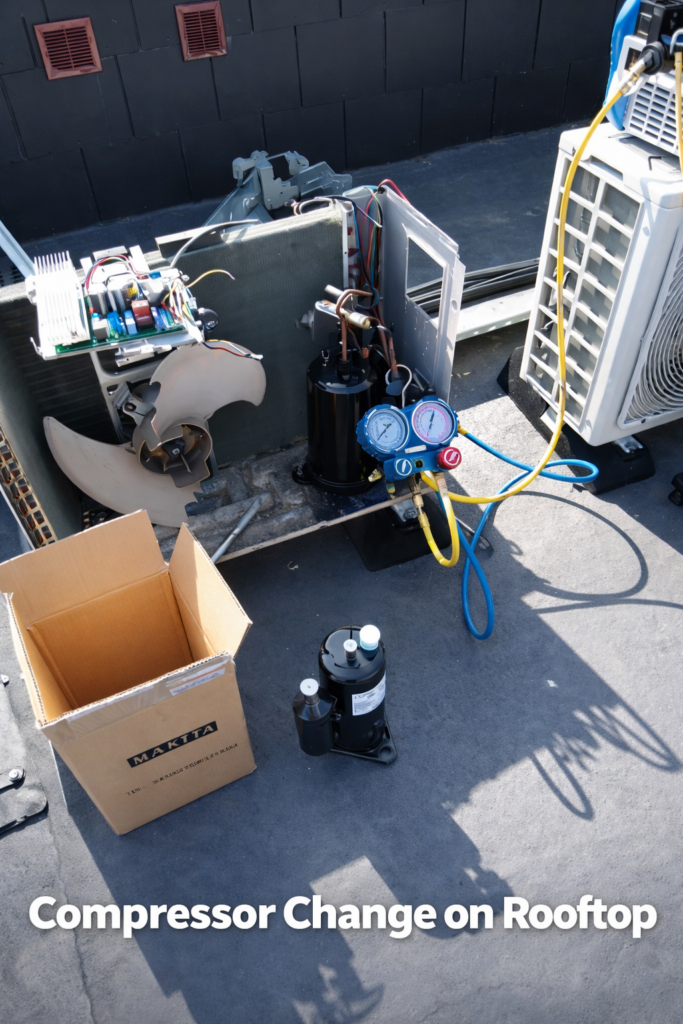 Compressor replacement equipment on rooftop